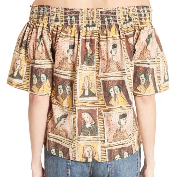 Burberry Top Off-the-Shoulder Gerber Print Sz 10 - Picture 4 of 11